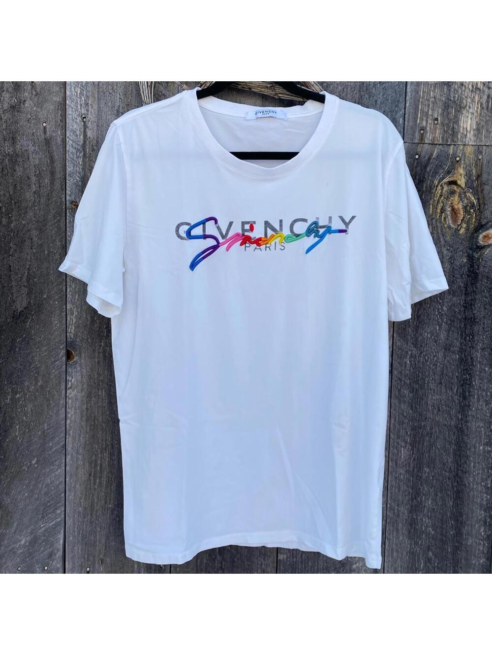 Givenchy Paris Luxury Rainbow Tee Shirt Size Large